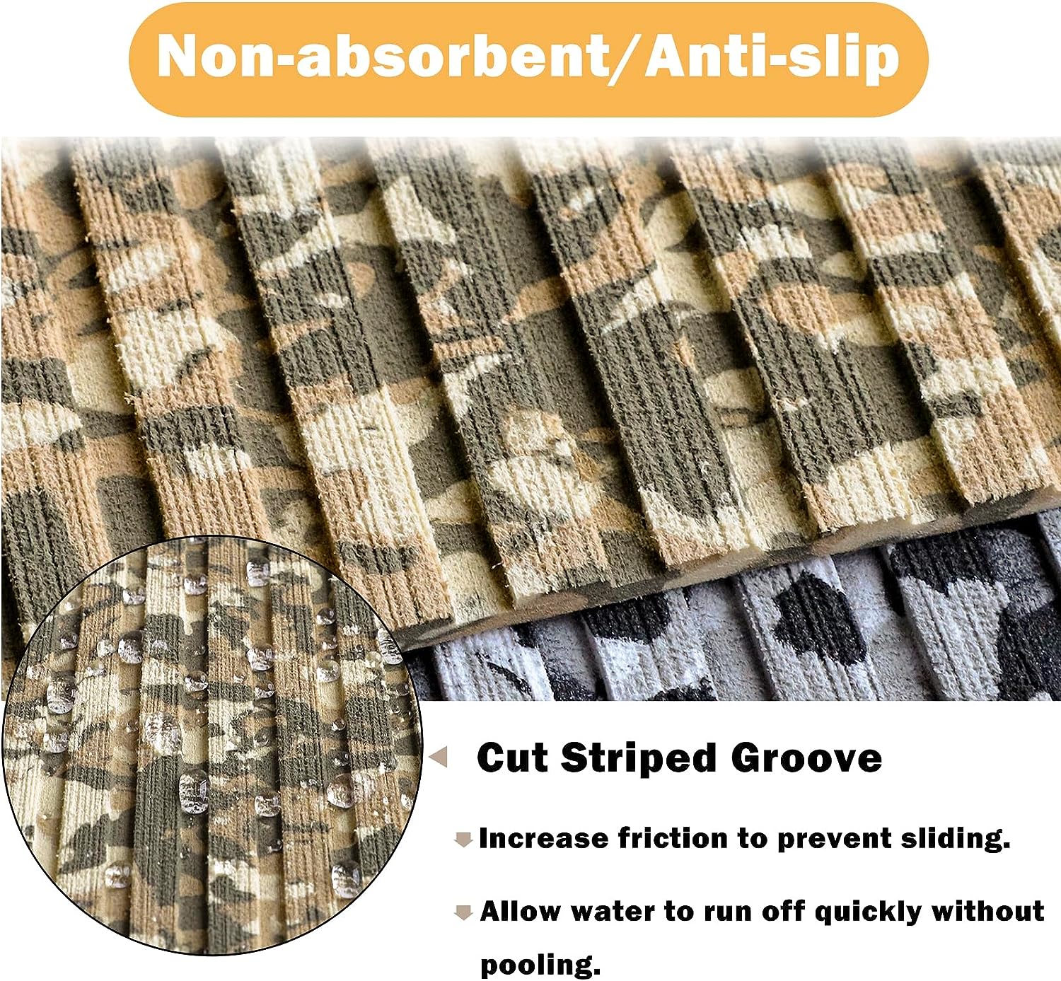 Boat Flooring Eva Foam Boat Decking Camo 94"x45"/35"/23" Non-Slip Boat Mat Self-Adhesive Foam Boat Deck Flooring Carpet Mat Rolls For Kayak Deck Boat Yacht Flooring Motorboat By PAIDU