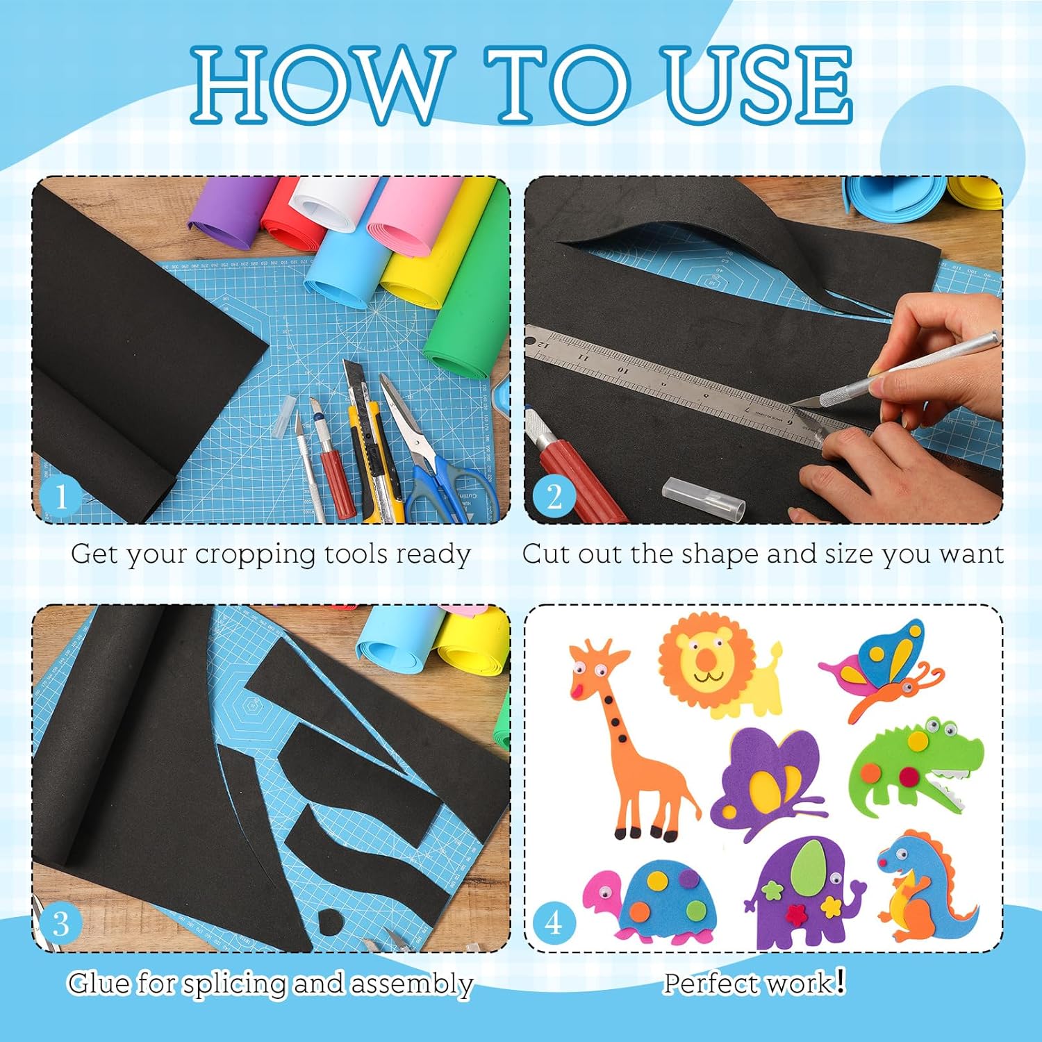 8 Pcs Craft Foam Sheets Bulk 39''x13'' Colored Eva Foam Roll High Density Foam Roll For Christmas Craft Classroom Scrapbooking DIY Cosplay Costume Armor Project Bright Colors 2 mm Thick By PAIDU)